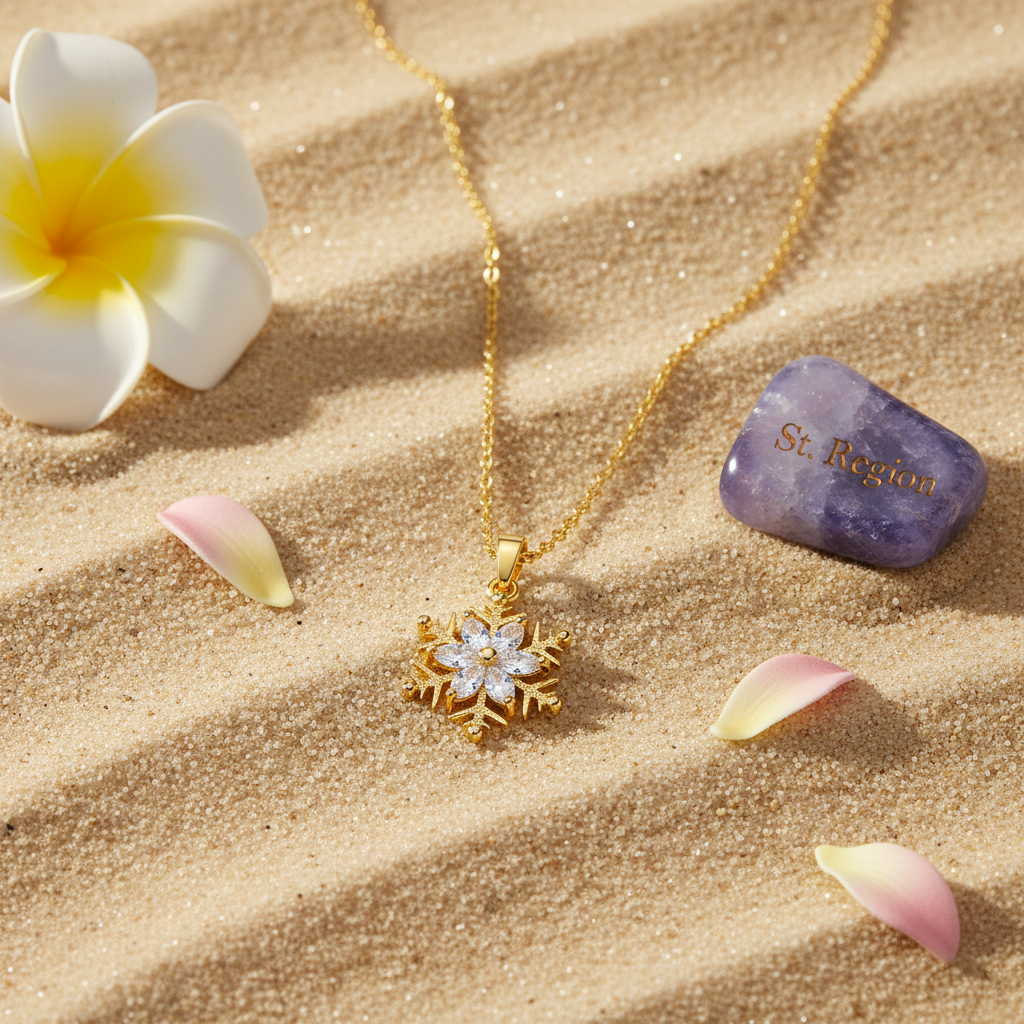 Crystal & Goldtone Snowflake Pendant Necklace