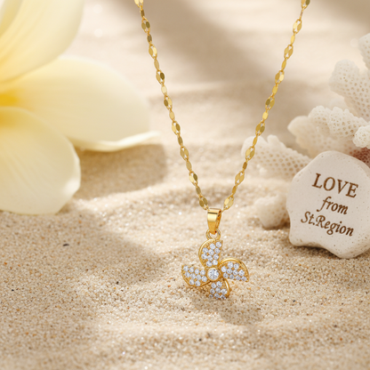 Cubic Zirconia & Goldtone Rotatable Windmill Pendant Necklace