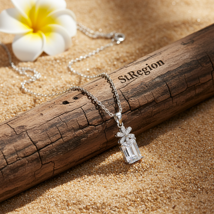 Cubic Zirconia & Crystal Floral Pendant Necklace