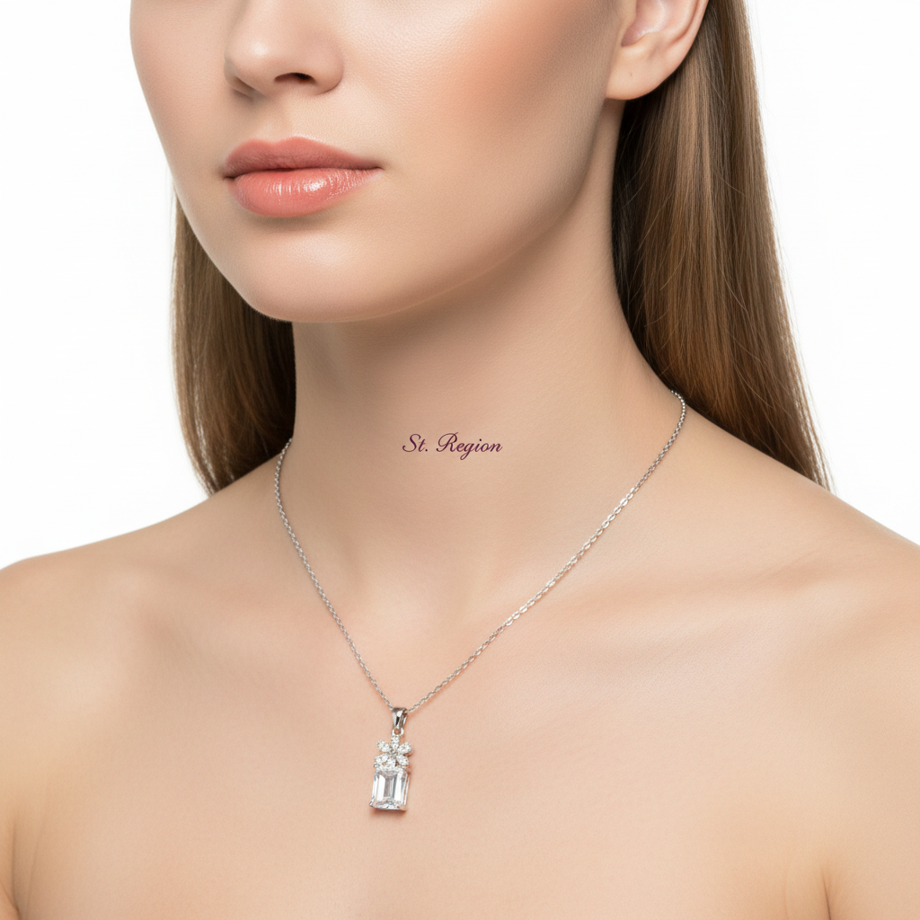 Cubic Zirconia & Crystal Floral Pendant Necklace