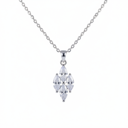 Crystal & Silvertone Marquise Pendant Necklace