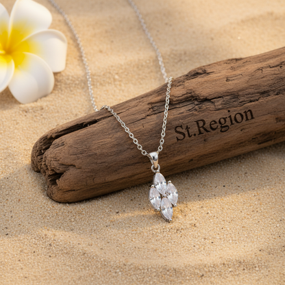 Crystal & Silvertone Marquise Pendant Necklace