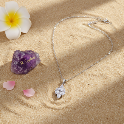 Crystal & Silvertone Marquise Pendant Necklace