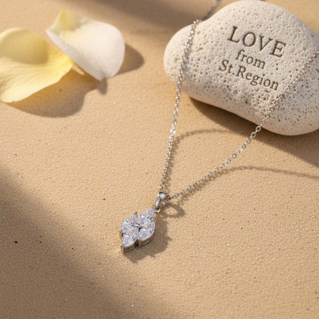 Crystal & Silvertone Marquise Pendant Necklace
