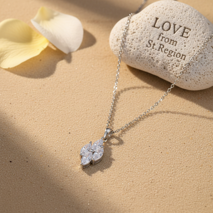 Crystal & Silvertone Marquise Pendant Necklace