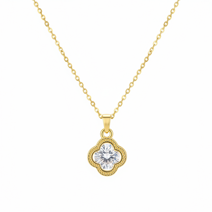 Crystal & Goldtone Clover Pendant Necklace
