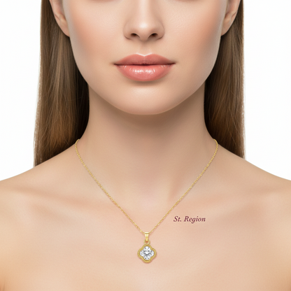 Crystal & Goldtone Clover Pendant Necklace