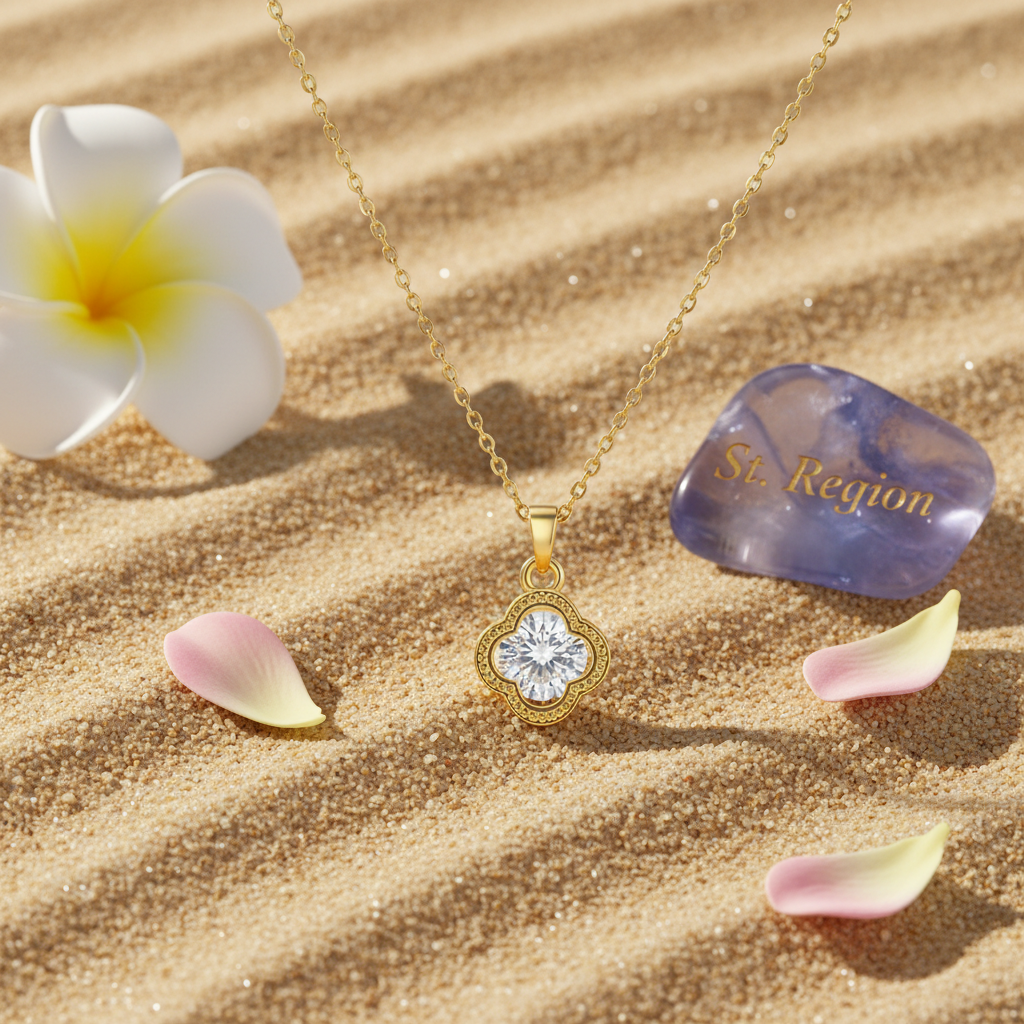 Crystal & Goldtone Clover Pendant Necklace