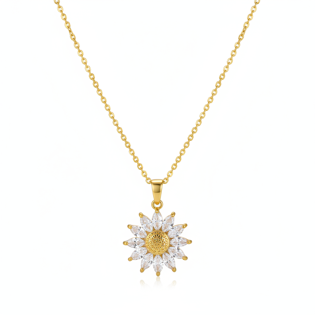 Crystal & Goldtone Floral Pendant Necklace