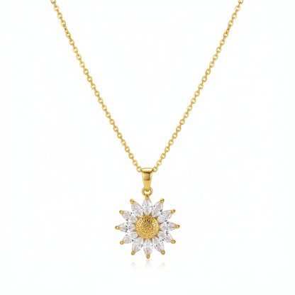 Crystal & Goldtone Floral Pendant Necklace