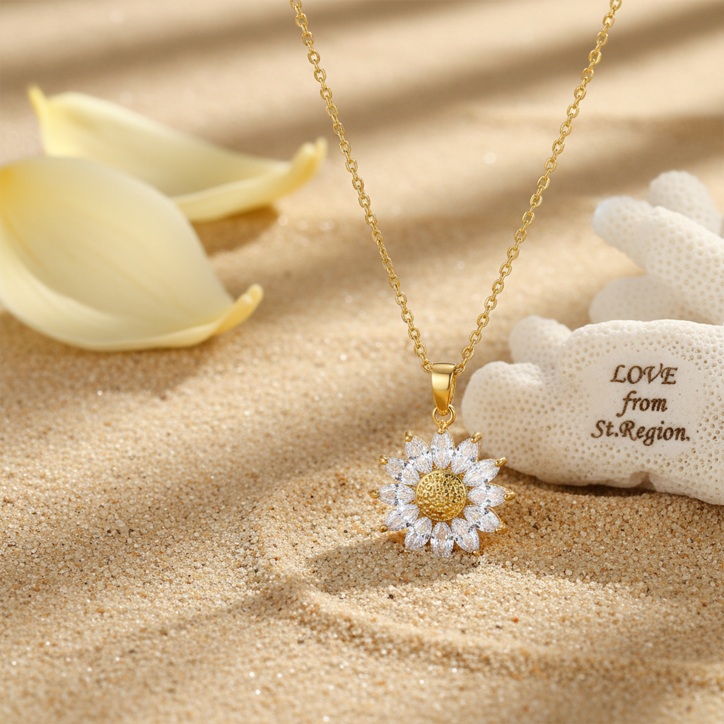 Crystal & Goldtone Floral Pendant Necklace