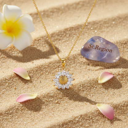 Crystal & Goldtone Floral Pendant Necklace