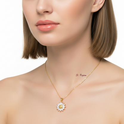 Crystal & Goldtone Floral Pendant Necklace