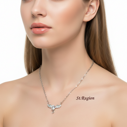Crystal & Cubic Zirconia Bat Wing Pendant Necklace