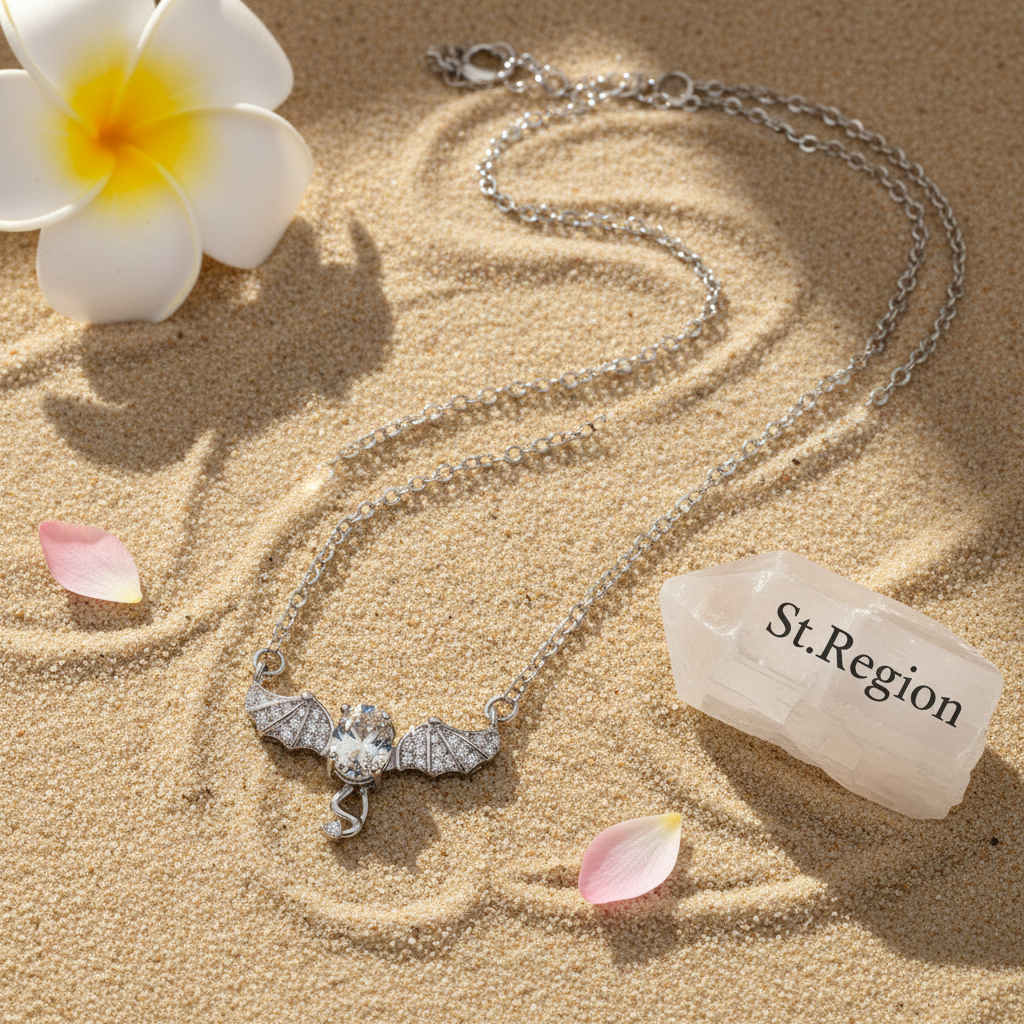 Crystal & Cubic Zirconia Bat Wing Pendant Necklace