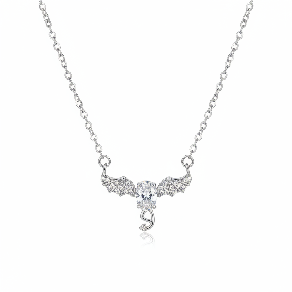 Crystal & Cubic Zirconia Bat Wing Pendant Necklace