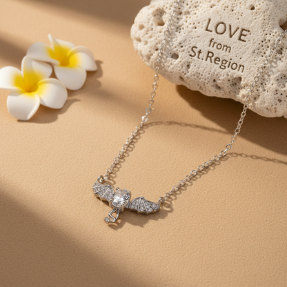 Crystal & Cubic Zirconia Bat Wing Pendant Necklace