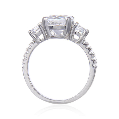 White Topaz Round Three Stone Engagement Ring