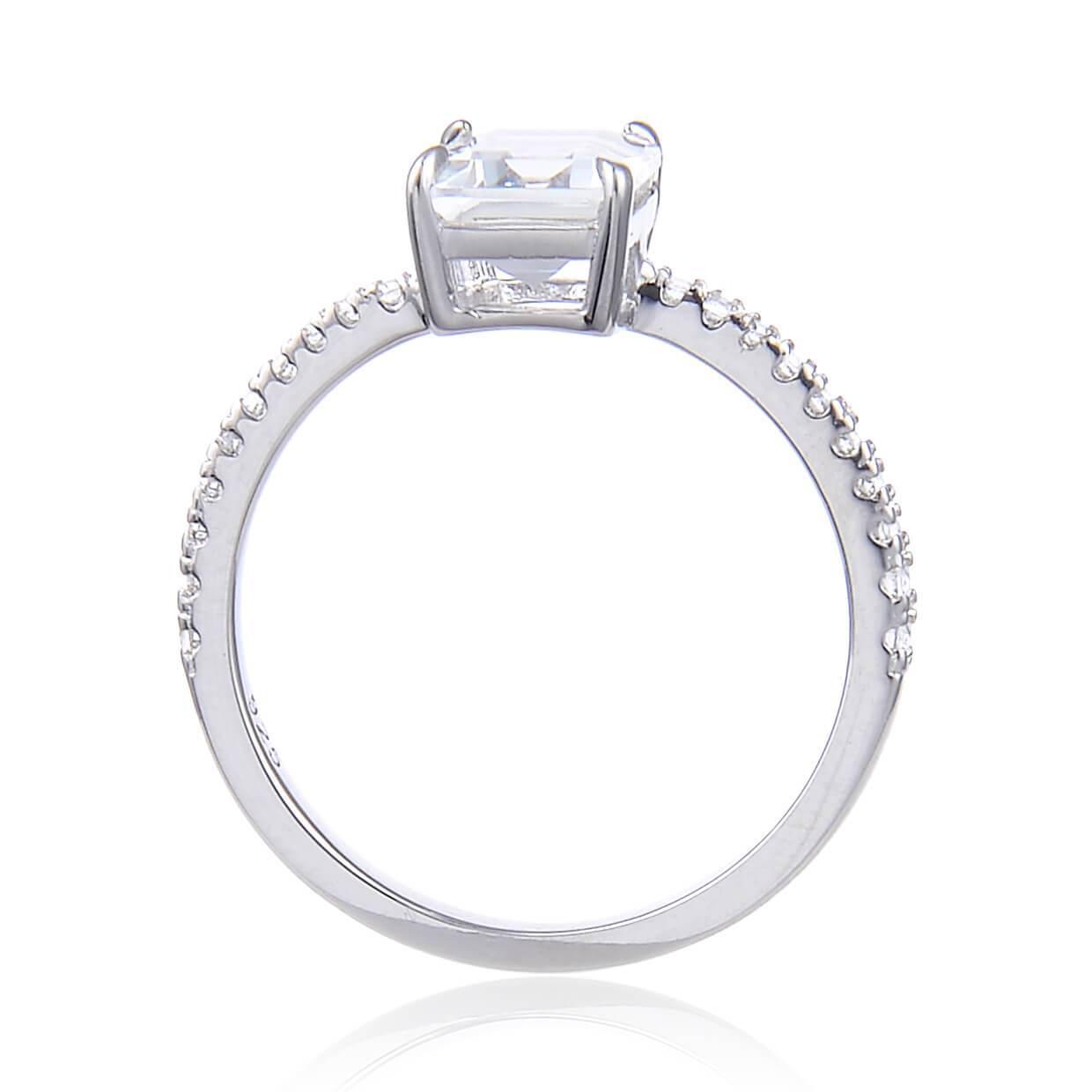 White Topaz Emerald Cut Engagement Ring