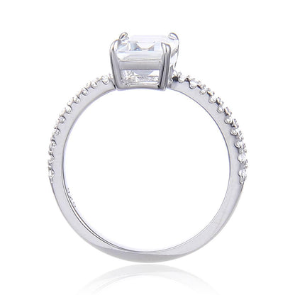 White Topaz Emerald Cut Engagement Ring