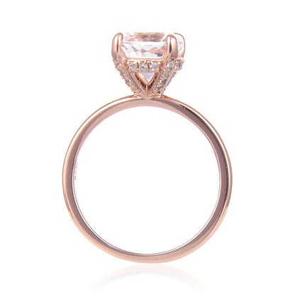 White Topaz Solitiare Engagement Ring in Rose Gold