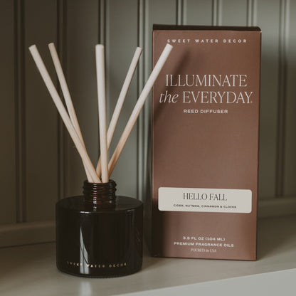 Hello Fall Amber Tinted Glass Jar Reed Diffuser