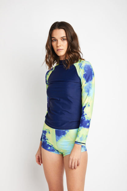 Marina West R5703 Tie-Dye Rash Guard Swimsuit Set