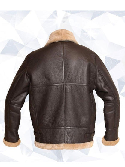 RAF Aviator Bomber Real Shearling Sheepskin Brown Leather Jacket