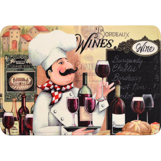 J&V TEXTILES Relax Series Series 20"x30" Antifatigue Kitchen Mats (Vino Chef)