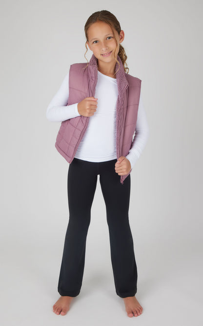 Girls Quilted Vest & Super Soft Top & Flare Legging Set