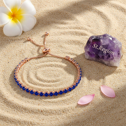 Navy Cubic Zirconia & Rose Goldtone Adjustable Link Bracelet