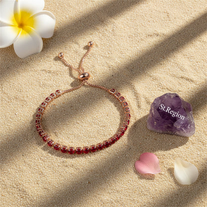 Red Cubic Zirconia & Rose Goldtone Adjustable Link Bracelet