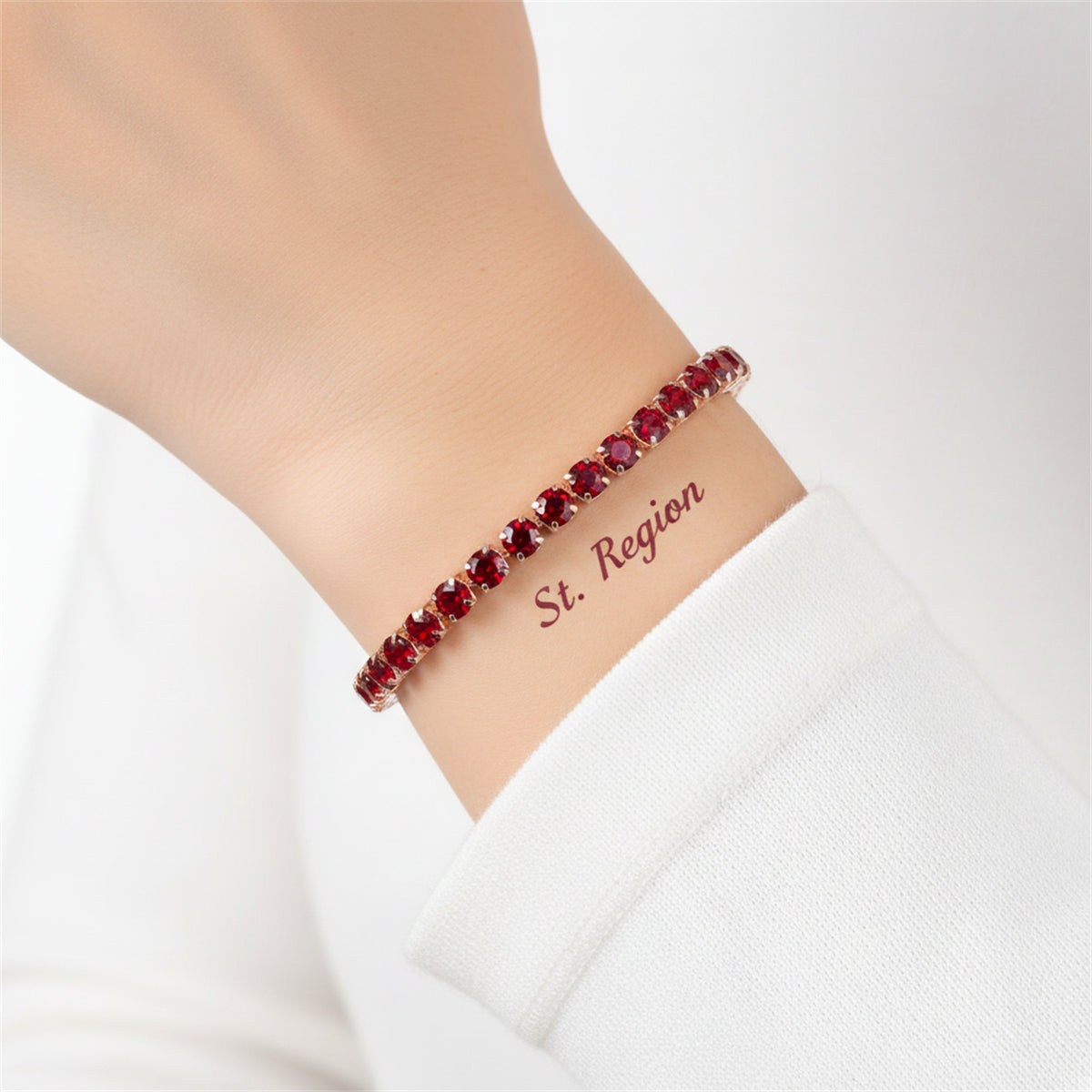 Red Cubic Zirconia & Rose Goldtone Adjustable Link Bracelet