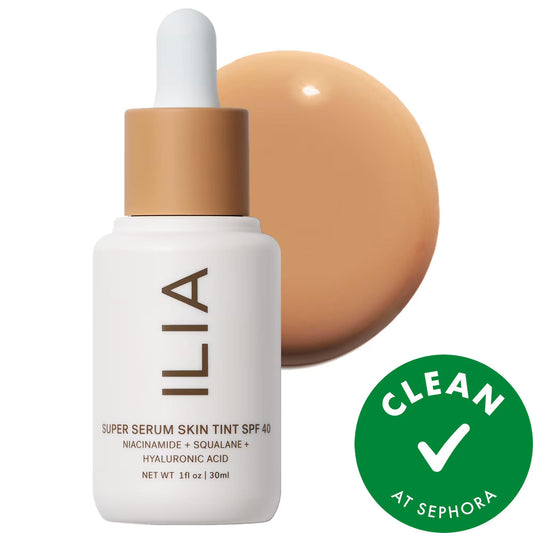ILIA Super Serum Skin Tint SPF 40: Dewy Coverage Skincare Foundation | Hyaluronic Acid, Niacinamide, Vegan & Cruelty-Free
