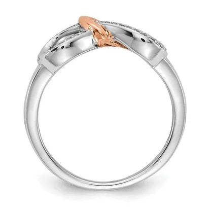 14k Gold Diamond Infinity with Heart Pave Ring