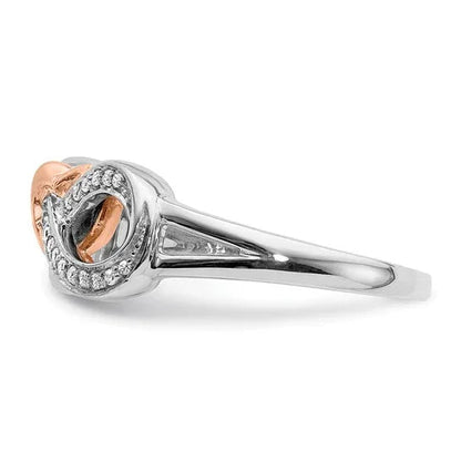 14k Gold Diamond Infinity with Heart Pave Ring