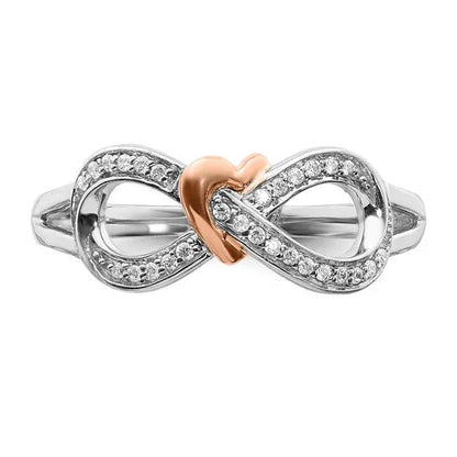 14k Gold Diamond Infinity with Heart Pave Ring
