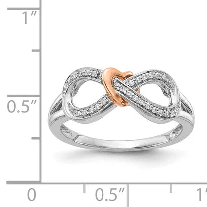 14k Gold Diamond Infinity with Heart Pave Ring