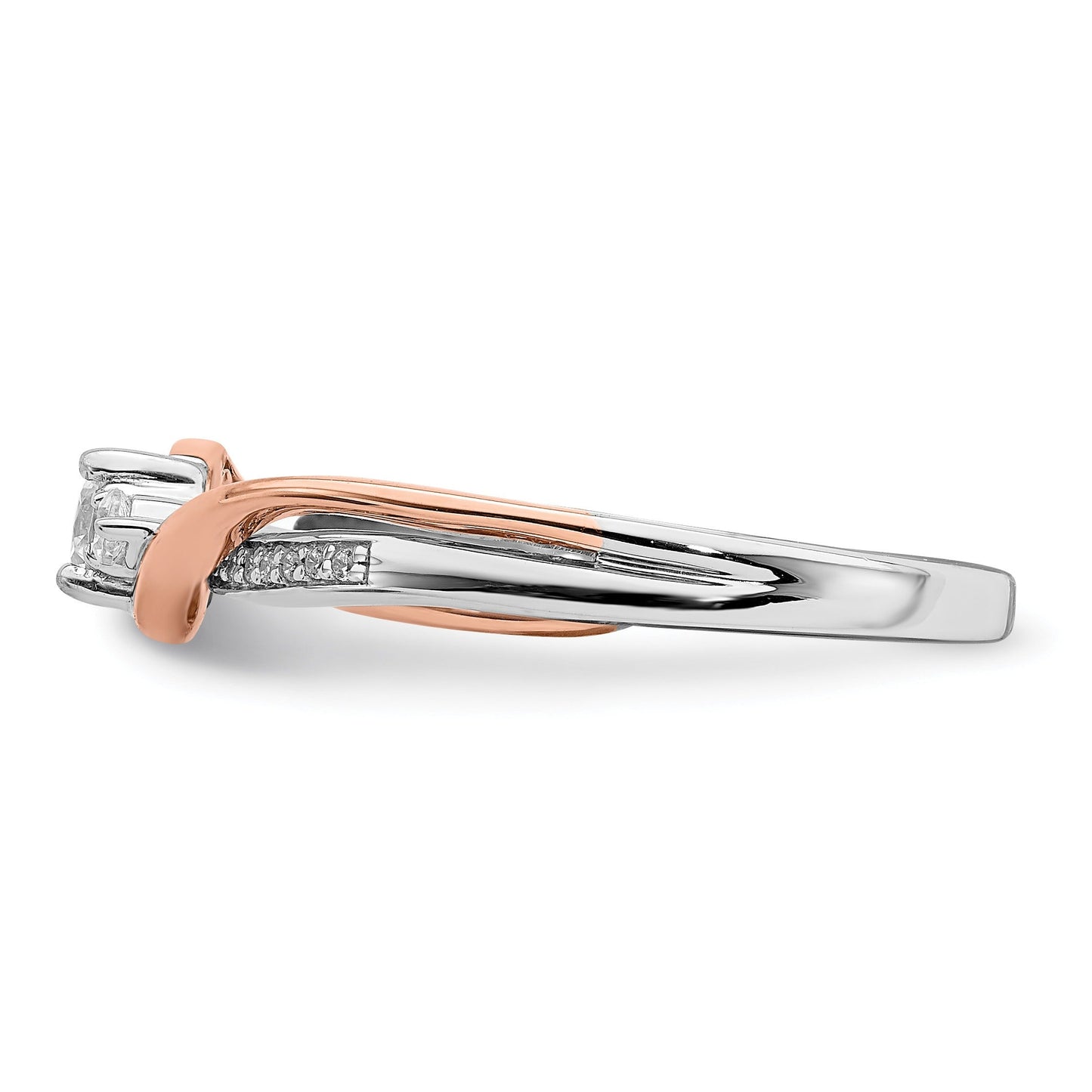 14k White and Rose Gold Natural Diamond Engagement Bypass Ring