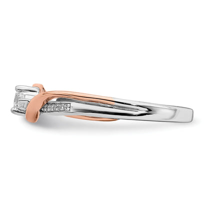 14k White and Rose Gold Natural Diamond Engagement Bypass Ring
