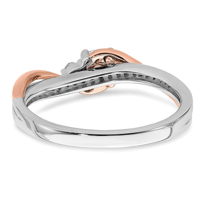 14k White and Rose Gold 3/8 ct Lab Diamond 3Three Stone Pave Bypass Ring