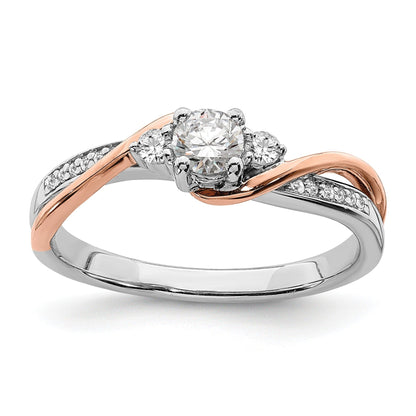 14k White and Rose Gold Natural Diamond Engagement Bypass Ring