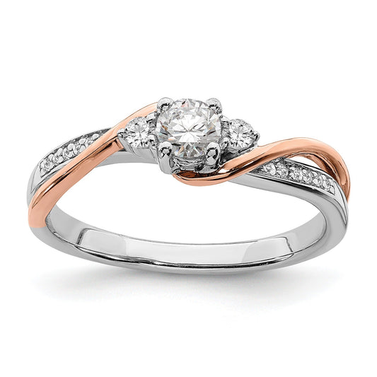 14k White and Rose Gold Natural Diamond Engagement Bypass Ring