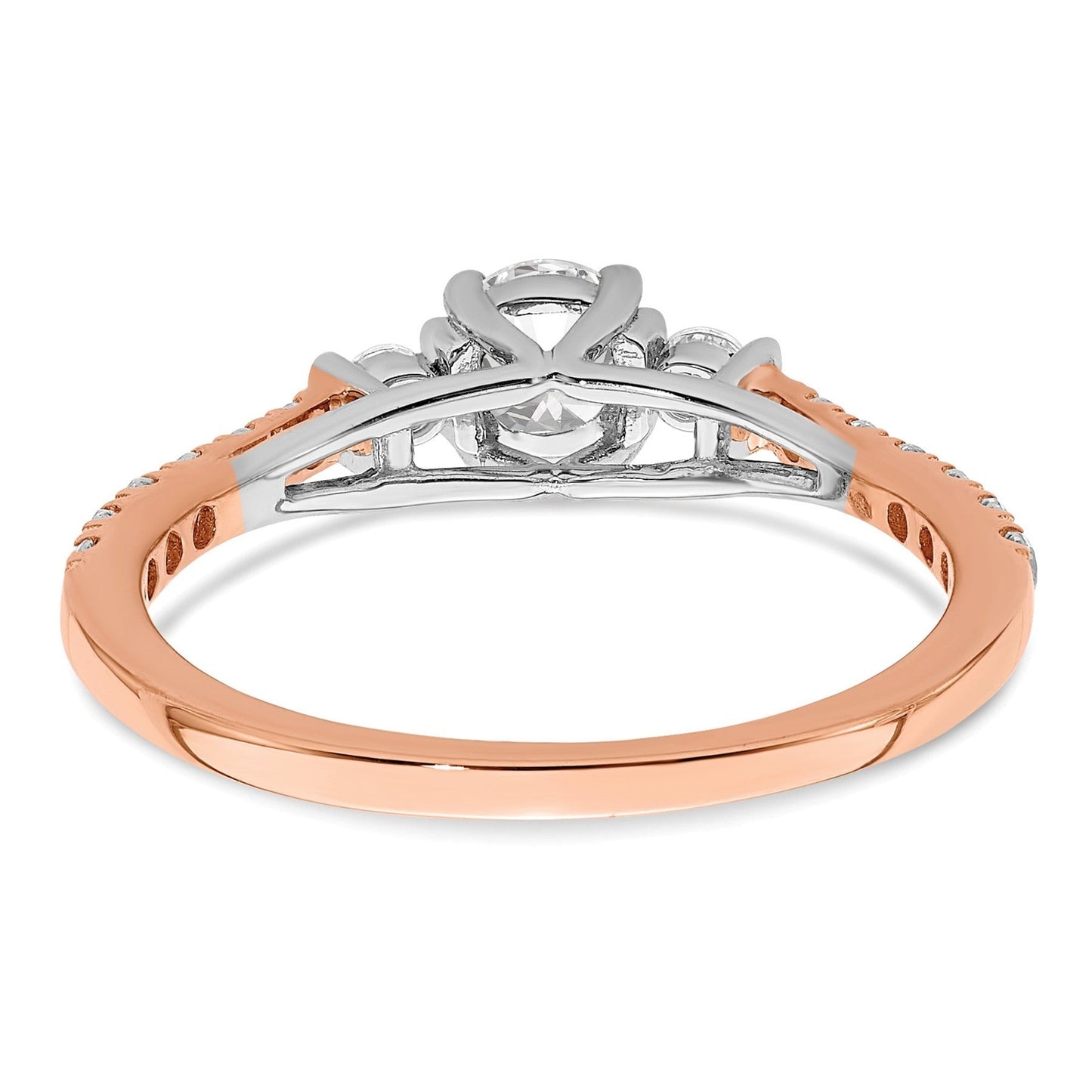 0.75 Ct Lab Grown Diamond Petite 3 stone Engagement Ring 14k Gold