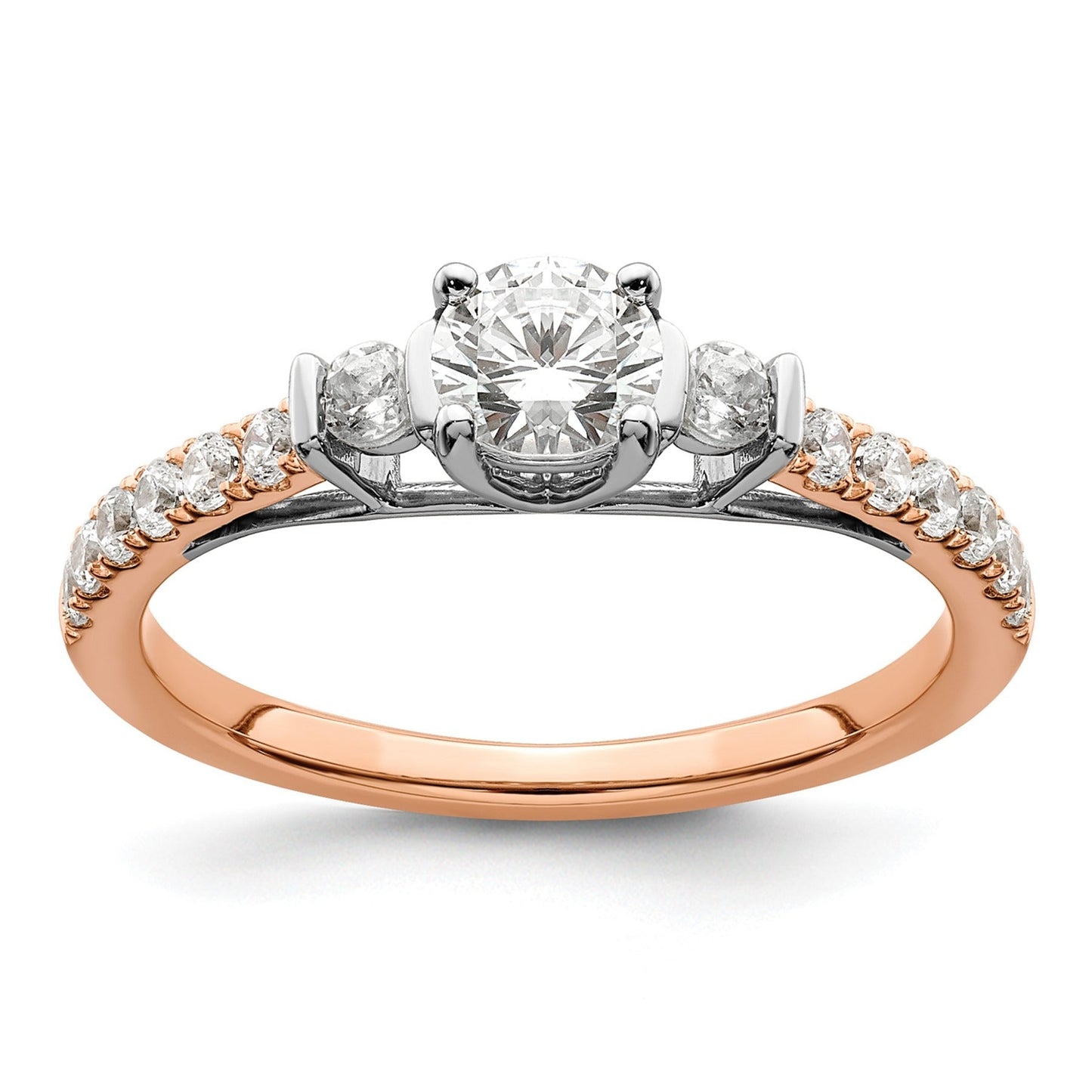 0.75 Ct Lab Grown Diamond Petite 3 stone Engagement Ring 14k Gold