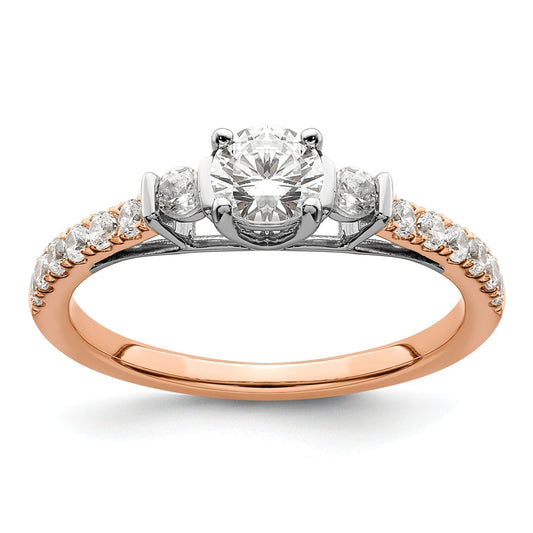 0.75 Ct Lab Grown Diamond Petite 3 stone Engagement Ring 14k Gold