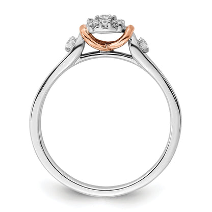 14k Two-tone Rose and White Gold Lab Grown Diamond Petite Engagement Ring