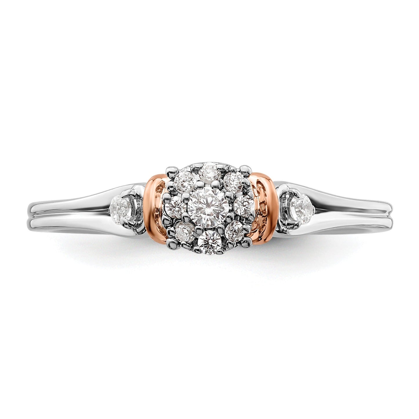 14k Two-tone Rose and White Gold Lab Grown Diamond Petite Engagement Ring