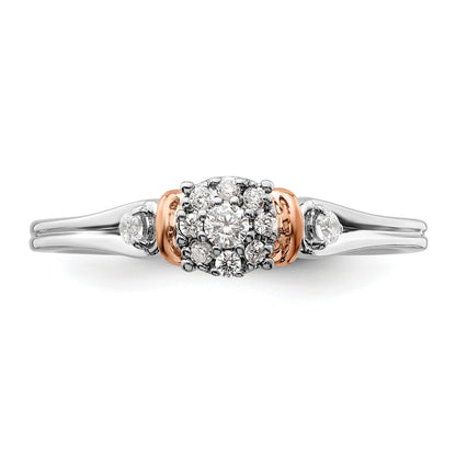 14k Two-tone Rose and White Gold Lab Grown Diamond Petite Engagement Ring