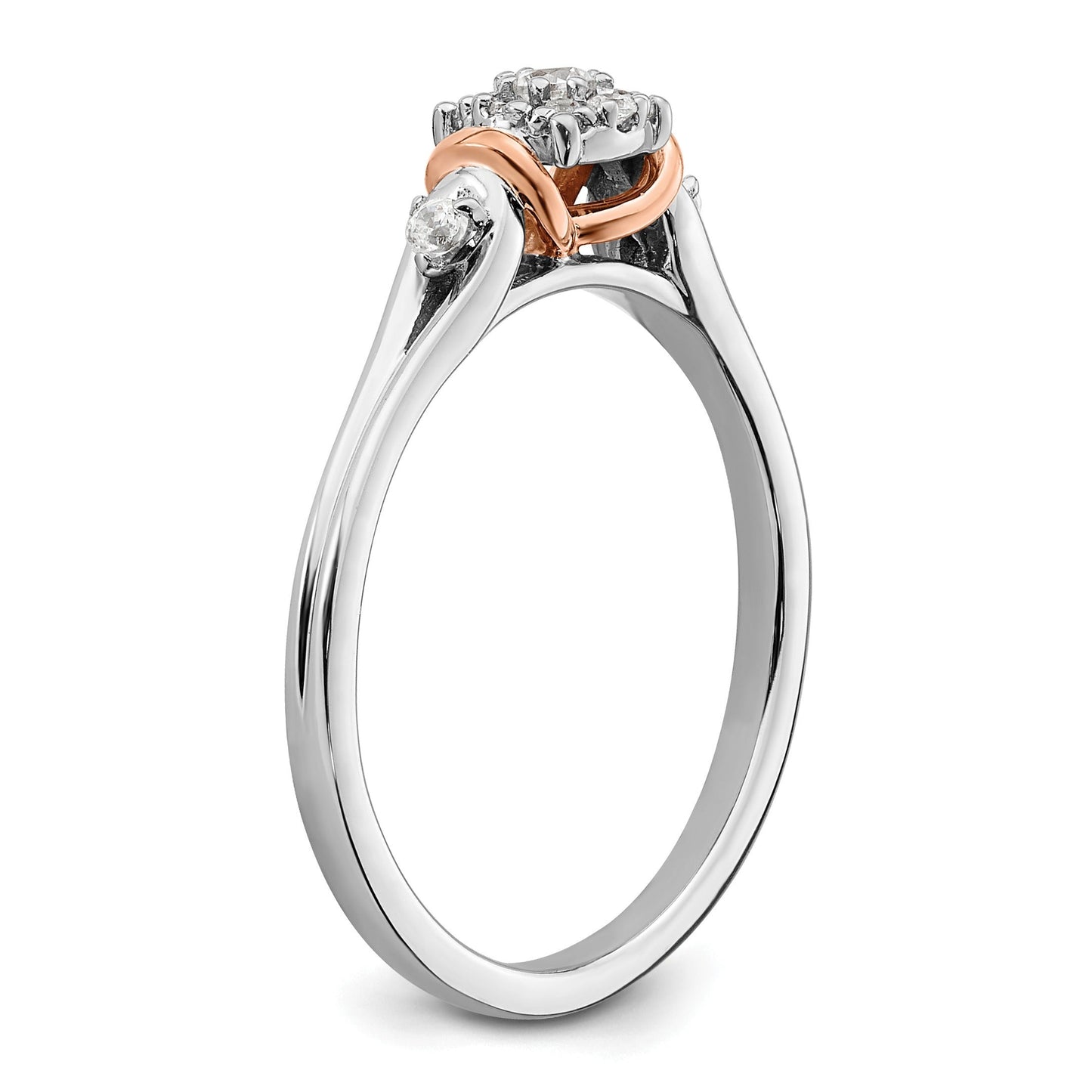 14k Two-tone Rose and White Gold Lab Grown Diamond Petite Engagement Ring